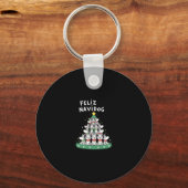 Feliz Navidog Christmas Dog T-Shirt, Funny Cute Xm Sleutelhanger (Voorkant)