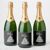 Feliz Navidog Christmas Dog T-Shirt, Funny Cute Xm Sparkling Wijnetiket (Flessen)