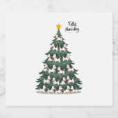 Feliz Navidog Christmas Dog T-Shirt, Funny Cute Xm Sparkling Wijnetiket (Enkel label)