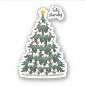 Feliz Navidog Christmas Dog T-Shirt, Funny Cute Xm Sticker (Voorkant)