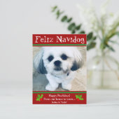 Feliz Navidog Dog met kerstcadeaukaart Feestdagenkaart (Staand voorkant)