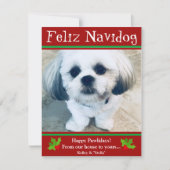 Feliz Navidog Dog met kerstcadeaukaart Feestdagenkaart (Voorkant)