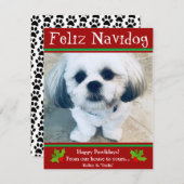 Feliz Navidog Dog met kerstcadeaukaart Feestdagenkaart (Voorkant / Achterkant)