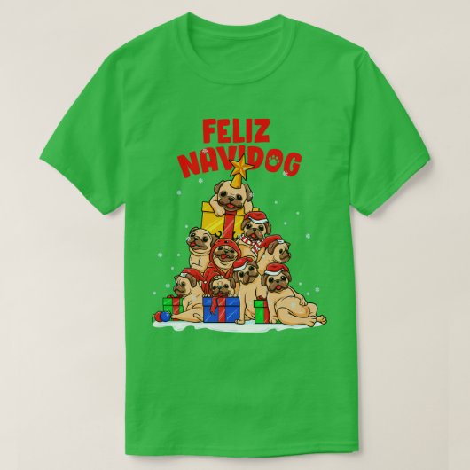 Feliz Navidog Feliz Navidad Pug Owner Xmas T-shirt (Design voorkant)