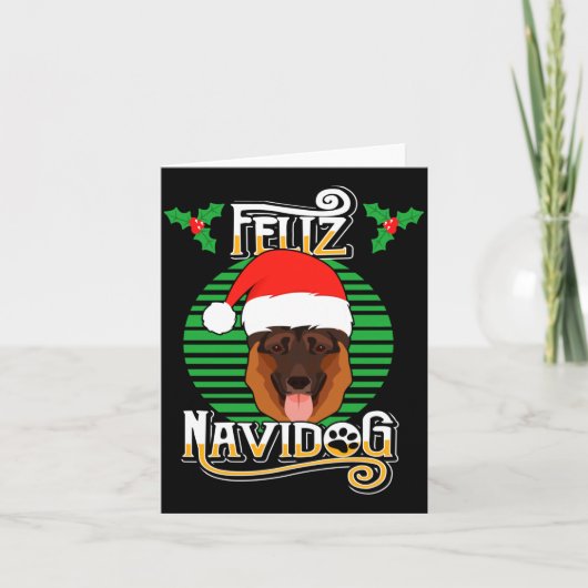 Feliz Navidog German Shepherd Dog Holiday Merry Ch Kaart (Voorkant)