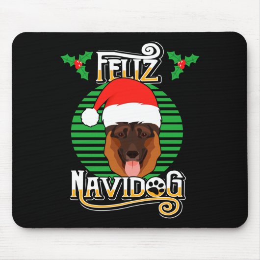 Feliz Navidog German Shepherd Dog Holiday Merry Ch Muismat (Voorkant)