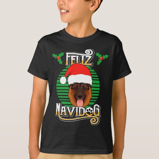 Feliz Navidog German Shepherd Dog Holiday Merry Ch T-shirt (Voorkant)