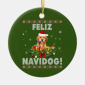 Feliz Navidog Golden Retriever Dog Ugly Sweater Keramisch Ornament (Voorkant)