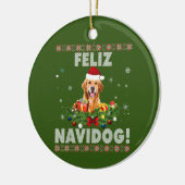 Feliz Navidog Golden Retriever Dog Ugly Sweater Keramisch Ornament (Links)