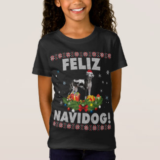 Feliz Navidog Grote Deen Hond Lelijk Sweater Santa T-shirt