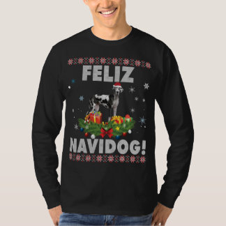Feliz Navidog Grote Deen Hond Lelijk Sweater Santa T-shirt
