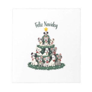 Feliz Navidog Kerstmis Hond T-Shirt, Grappige Cute Notitieblok
