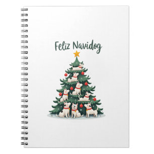 Feliz Navidog Kerstmis Hond T-Shirt, Grappige Cute Notitieboek