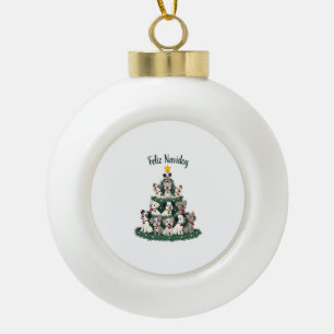 Feliz Navidog Kerstmis Hond T-Shirt, Grappige Scha Keramische Bal Ornament