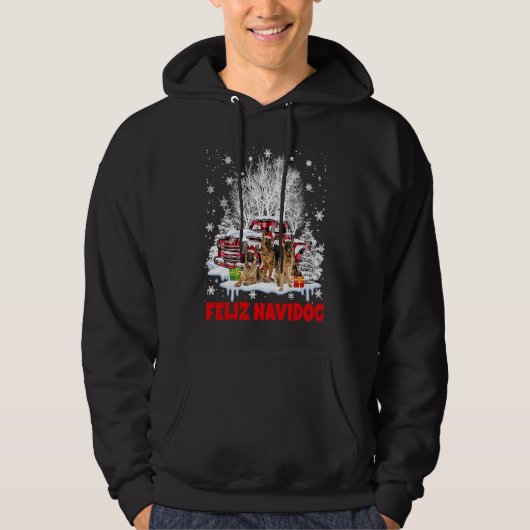 Feliz Navidog Merry Xmas Santa German Shepherd Pla Hoodie (Voorkant)
