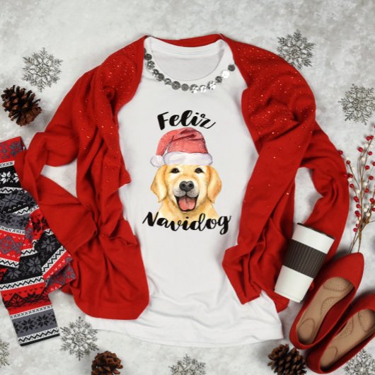 Feliz Navidog met kerstrecever T-shirt