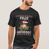 Feliz Navidog Papillon Hond Lelijke Sweater Kerstm T-shirt (Voorkant)
