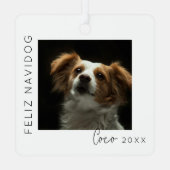 Feliz Navidog | Pet Foto Kerstboom Metalen Ornament (Achterkant)