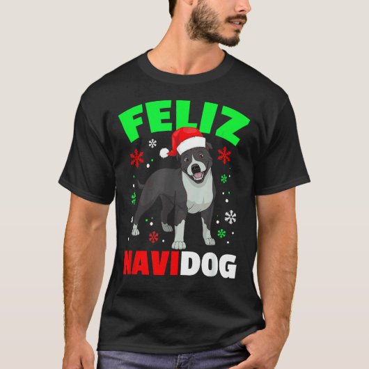 Feliz Navidog Pitbull Hond Lelijke Kersttrui T-shirt (Voorkant)