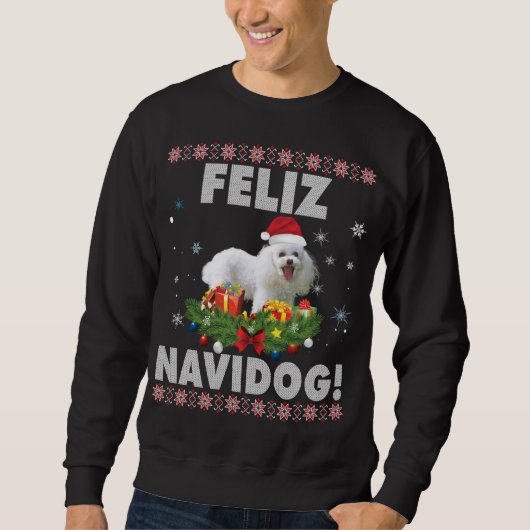 Feliz Navidog Poodle Dog Ugly Sweater Kerstmis Sa (Voorkant)