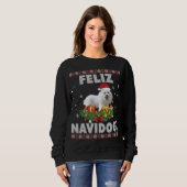 Feliz Navidog Poodle Dog Ugly Sweater Kerstmis Sa (Voorkant volledig)