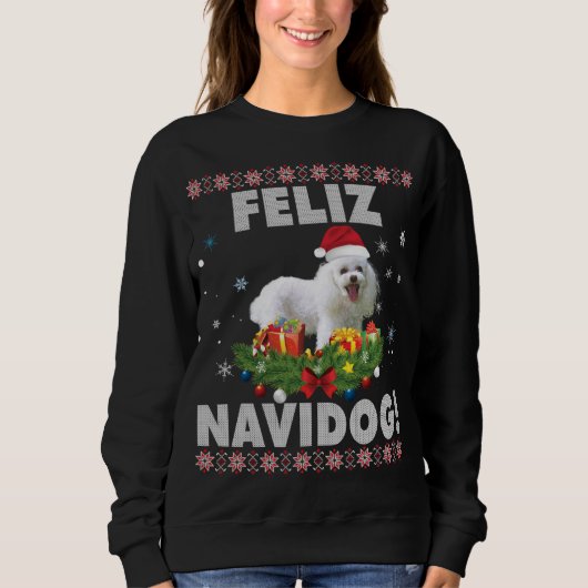 Feliz Navidog Poodle Dog Ugly Sweater Kerstmis Sa (Voorkant)
