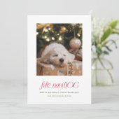 Feliz NaviDog Punny Huisdier Foto Kerst Kaart (Staand voorkant)