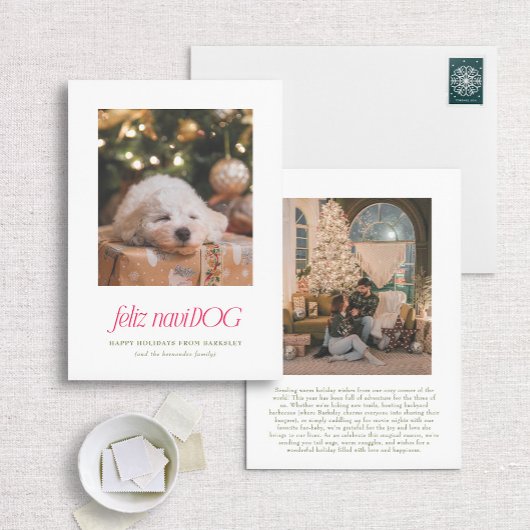 Feliz NaviDog Punny Huisdier Foto Kerst Kaart