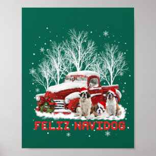 Feliz Navidog Saint Bernard-Hondenliefhebbers voor Poster