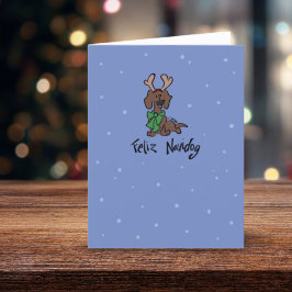 Feliz Navidog Schattigee Teckel rendier vakantie K Feestdagen Kaart