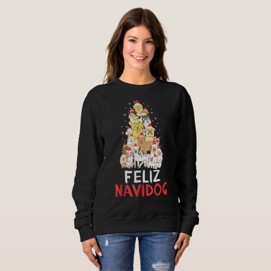Feliz Navidog Shirt Camisa Perro Navidad (Voorkant volledig)