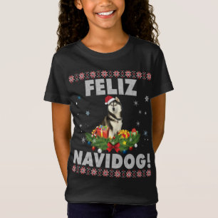 Feliz Navidog Siberische Husky Hond Lelijk Sweater T-shirt