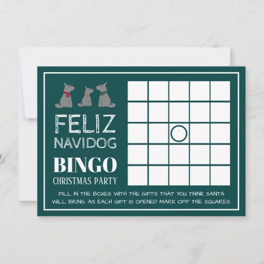 Feliz Navidog, Spaans Kerstfeest Bingo Kaart (Voorkant)