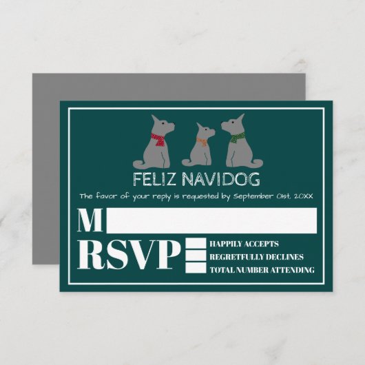 Feliz Navidog, Spaanse kerstpartij RSVP (Voorkant / Achterkant)
