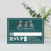 Feliz Navidog, Spaanse kerstpartij RSVP Kaartje (Staand voorkant)