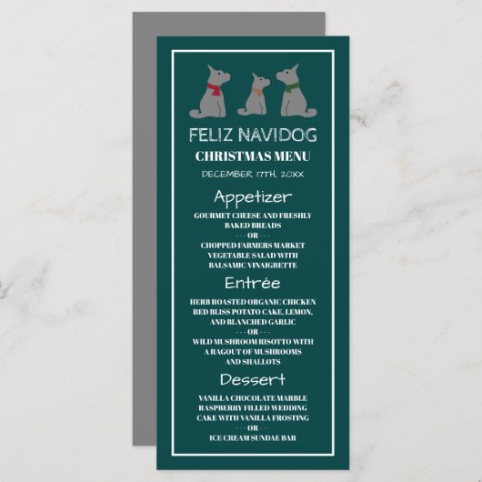 Feliz Navidog, Spaanse stijl Kerstmenu Menu (Voorkant / Achterkant)