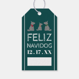 Feliz Navidog, Spaanse stijlkerst Cadeaulabel