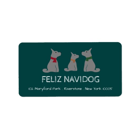 Feliz Navidog, Spaanse stijlkerst Etiket (Voorkant)
