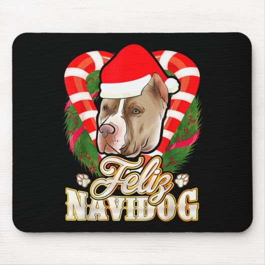 Feliz Navidog Tbull With Santa Claus Hat Ttie Chri Muismat (Voorkant)