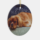 Feliz Navidog | Vakantie foto Keramisch Ornament (Rechts)