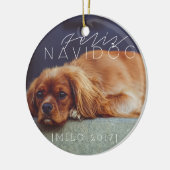 Feliz Navidog | Vakantie foto Keramisch Ornament (Links)