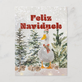 Feliz Naviduck Waterverf Duck Feestdagenkaart