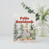 Feliz Naviduck Waterverf Duck Feestdagenkaart (Staand voorkant)