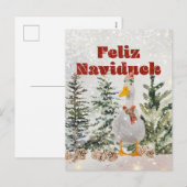 Feliz Naviduck Waterverf Duck Feestdagenkaart (Voorkant / Achterkant)