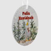 Feliz Naviduck Waterverf Duck Ornament (voorkant)