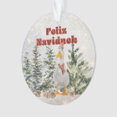 Feliz Naviduck Waterverf Duck Ornament (voorkant)