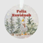 Feliz Naviduck Waterverf Duck  Ornament (voorkant)