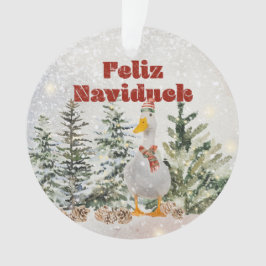 Feliz Naviduck Waterverf Duck  Ornament
