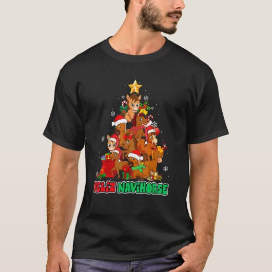 Feliz Navihorse Feliz Navidad Christmas Horse T-shirt (Voorkant)