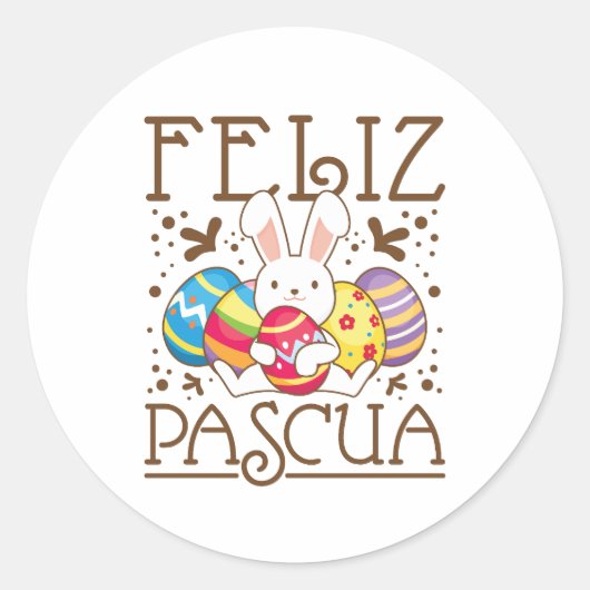 Feliz Pascua Gelukkig Pasen Spaans Ronde Sticker (Voorkant)
